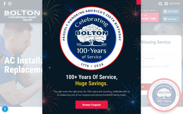 Bolton Construction and Service's page as the assistant saw it