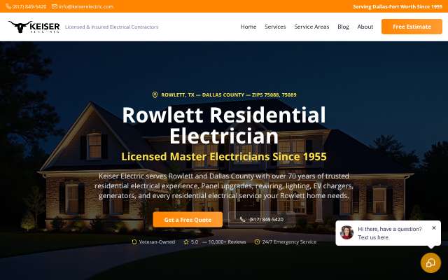 Page cited for Keiser Electric