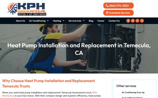 KPH Mechanical Heating & Air's page as the assistant saw it
