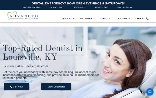 Advanced Dental Center's page as the assistant saw it