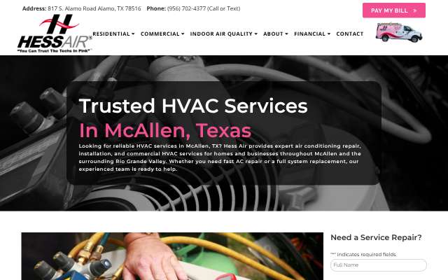 Hess Air's page as the assistant saw it