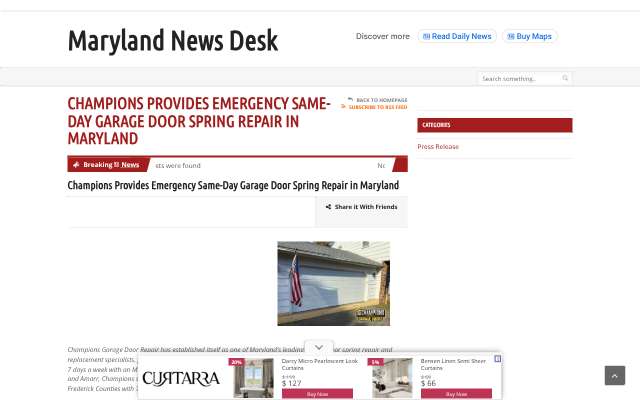Champions Garage Door Repair's page as the assistant saw it