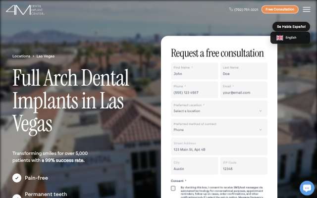 4M Dental Implant Center's page as the assistant saw it