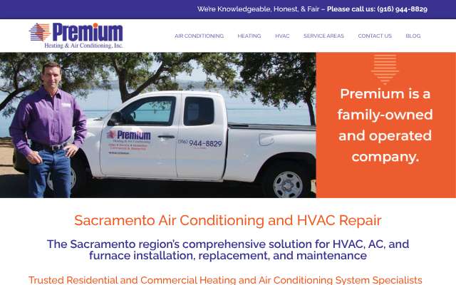 Premium Heating and Air Conditioning's page as the assistant saw it