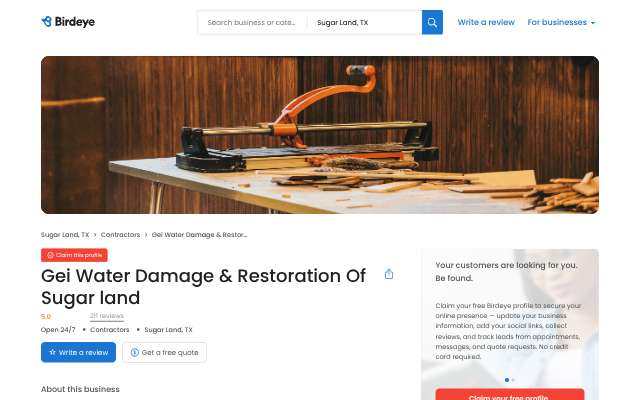 Page cited for GEI Water Damage & Restoration of Sugar Land