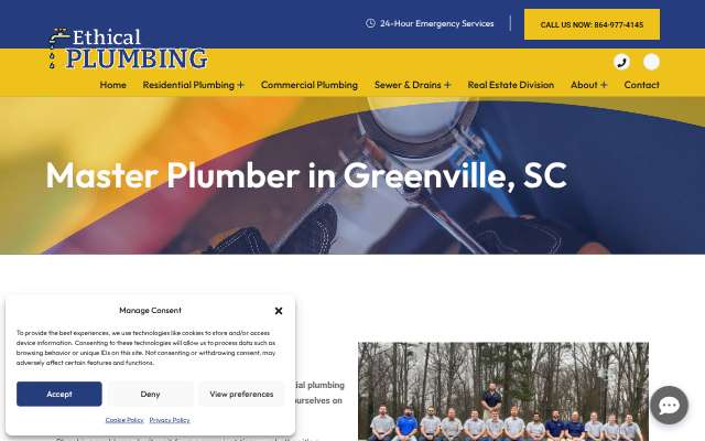 Ethical Plumbing's page as the assistant saw it