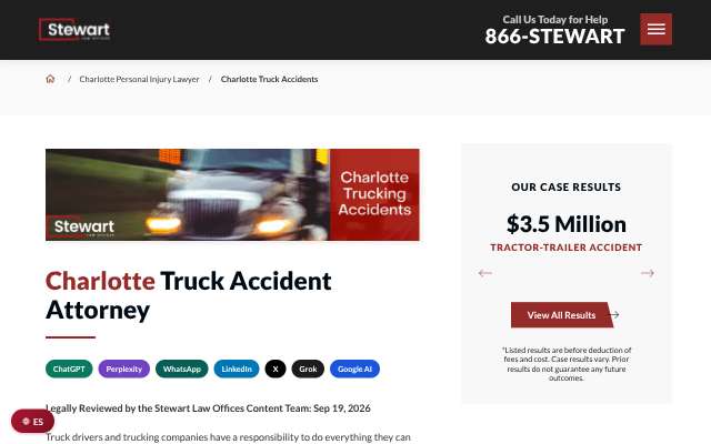 Stewart Law Offices's page as the assistant saw it