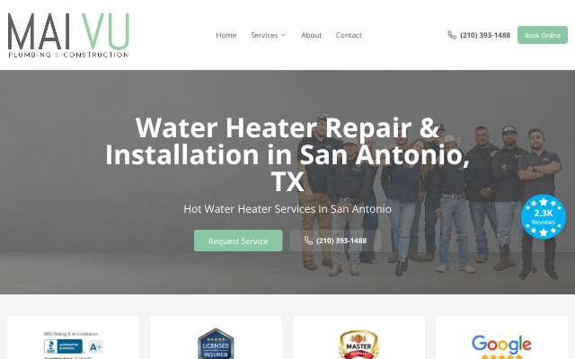 Mai Vu Plumbing's page as the assistant saw it