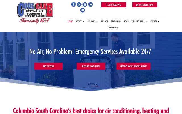 Cool Care Heating and Air's page as the assistant saw it