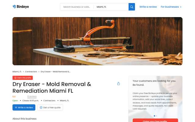 Page cited for Dry Eraser - Mold Removal & Remediation Miami