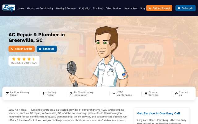 Easy Air + Heat + Plumbing's page as the assistant saw it