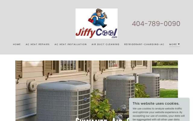 Jiffy Cool HVAC's page as the assistant saw it