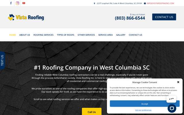 Vista Roofing, Inc.'s page as the assistant saw it