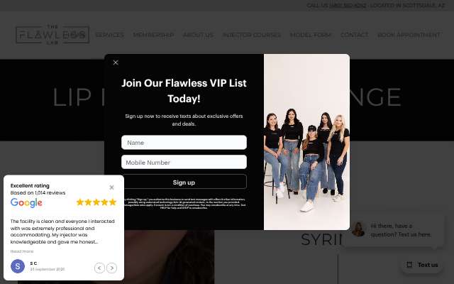 The Flawless Lab's page as the assistant saw it
