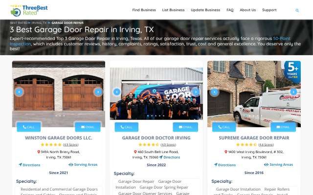 Supreme Garage Door Repair's page as the assistant saw it