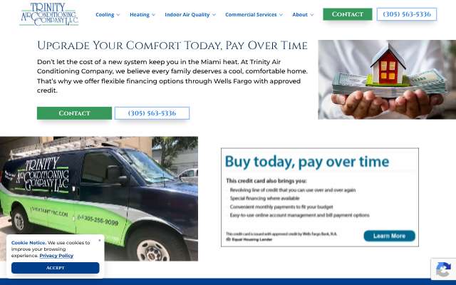 Trinity Air Conditioning Company's page as the assistant saw it