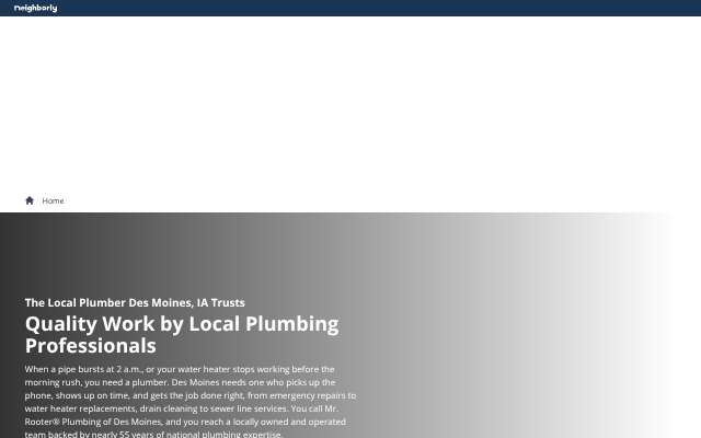Mr. Rooter Plumbing of Des Moines's page as the assistant saw it