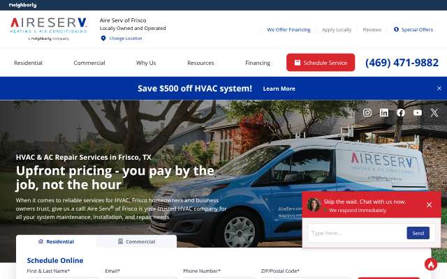 Aire Serv of Frisco's page as the assistant saw it