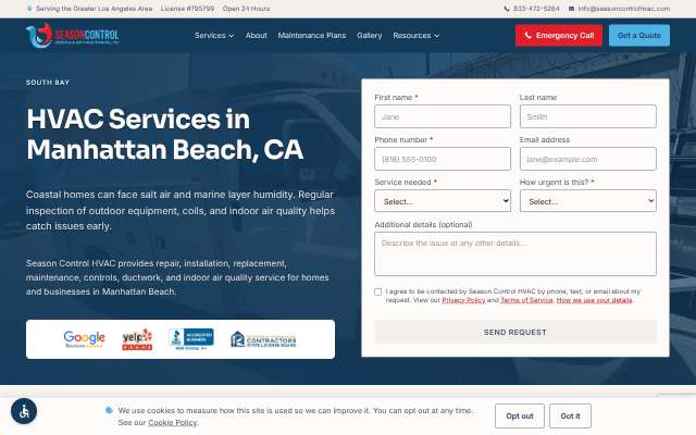 Season Control Heating & Air Conditioning's page as the assistant saw it