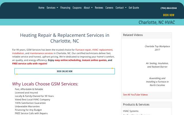 GSM Services's page as the assistant saw it