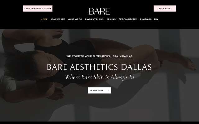 Bare Aesthetics Dallas's page as the assistant saw it