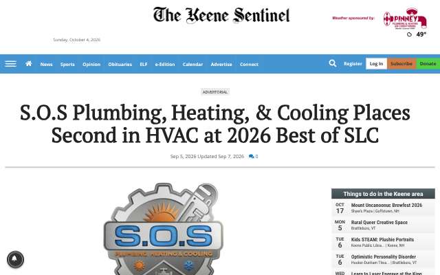 S.O.S Plumbing, Heating, & Cooling's page as the assistant saw it