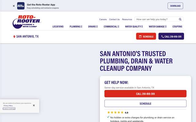 Roto-Rooter Plumbing & Water Cleanup's page as the assistant saw it