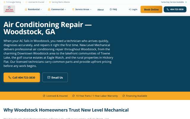 New Level Mechanical's page as the assistant saw it
