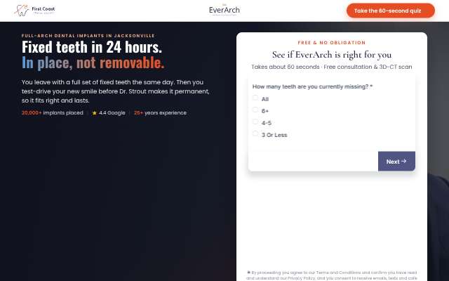 EverArch (First Coast Dental Center)'s page as the assistant saw it