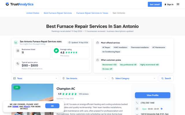 Champion AC's page as the assistant saw it