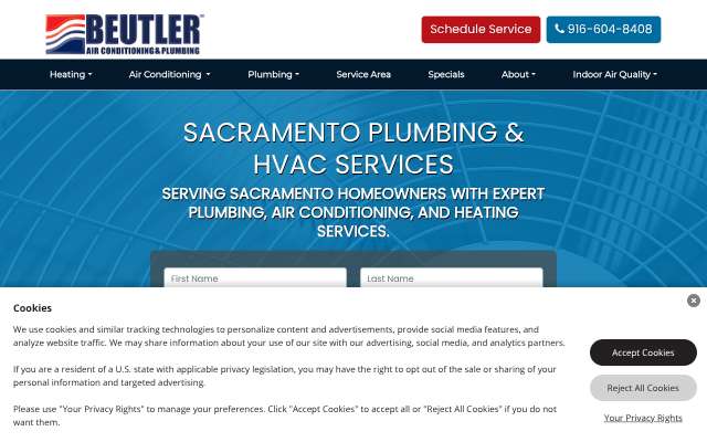 Beutler Air Conditioning and Plumbing's page as the assistant saw it