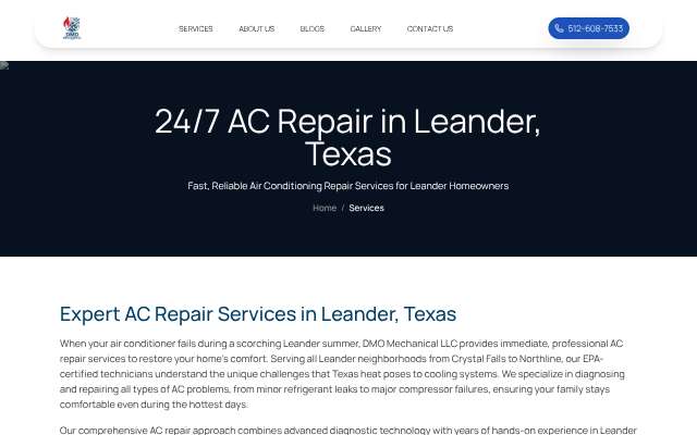 DMO Mechanical LLC's page as the assistant saw it