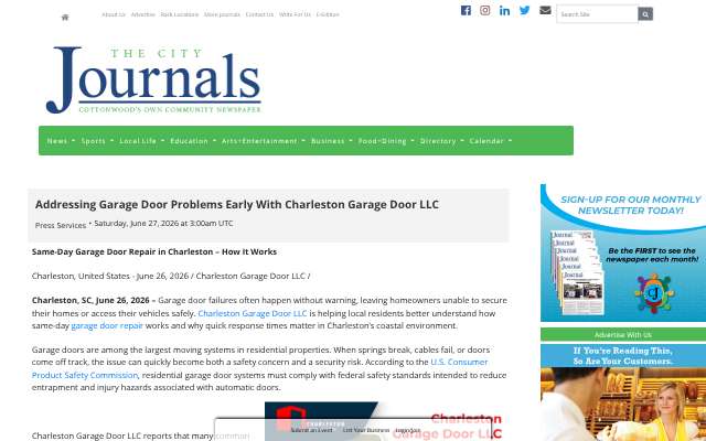 Charleston Garage Door LLC's page as the assistant saw it