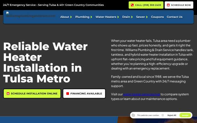 Williams Plumbing & Drain Service's page as the assistant saw it