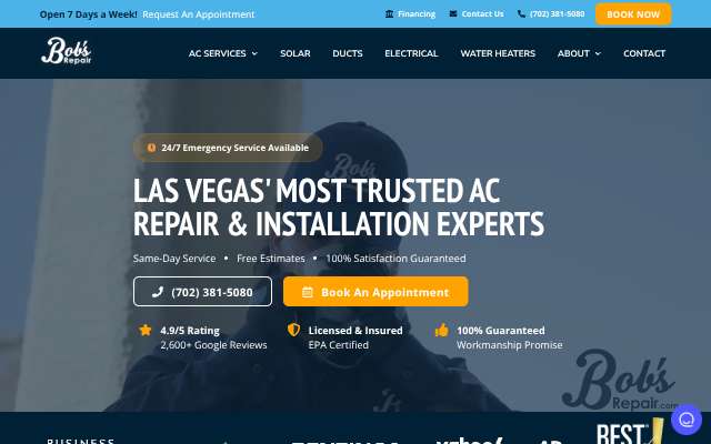 Bob's Repair's page as the assistant saw it