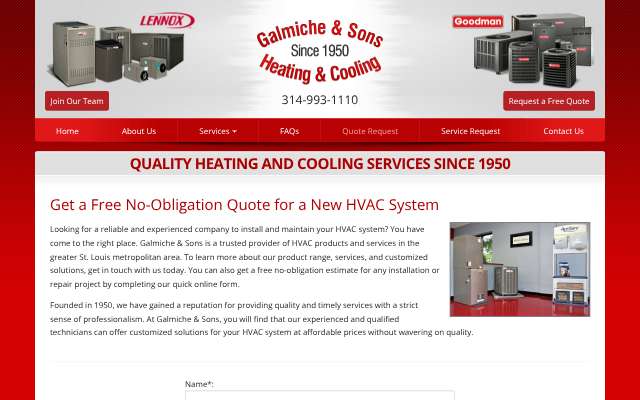 Galmiche & Sons's page as the assistant saw it