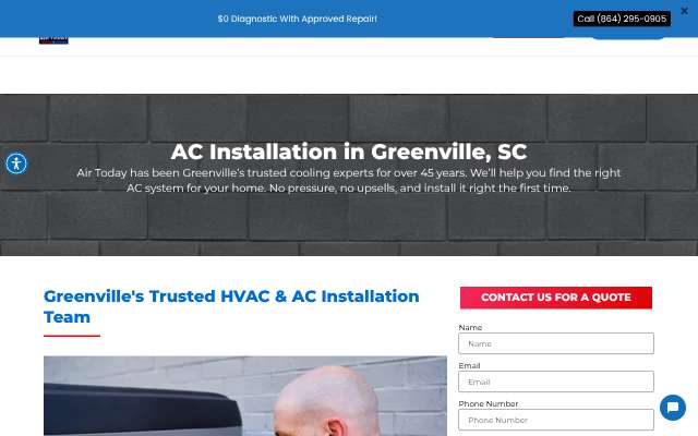 Air Today Heating & Cooling's page as the assistant saw it