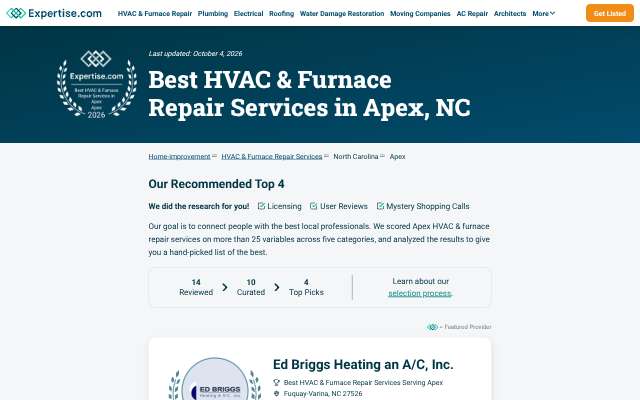 Air Experts Heating & Cooling's page as the assistant saw it