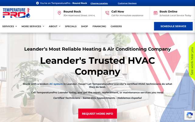 TemperaturePro Leander's page as the assistant saw it