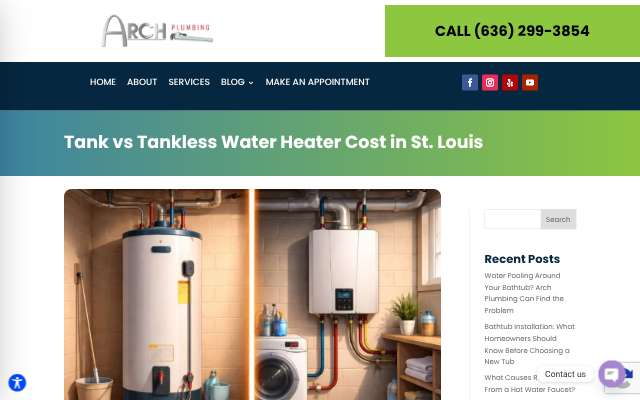 Arch Plumbing's page as the assistant saw it
