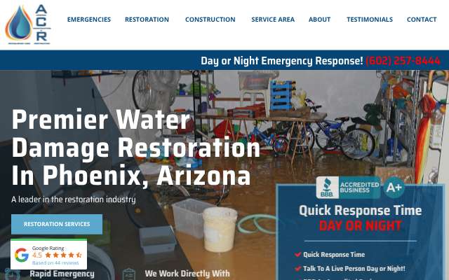 Arizona Construction & Restoration's page as the assistant saw it