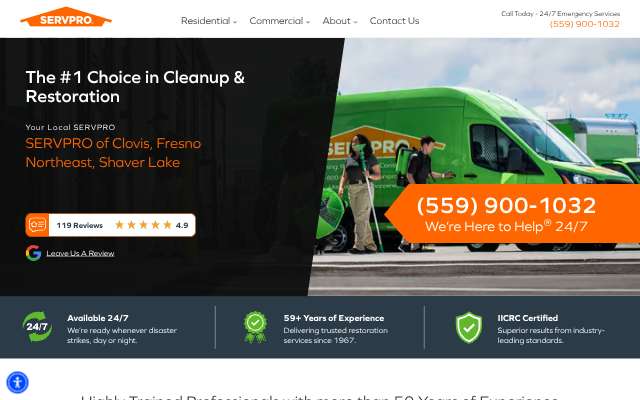 Page cited for SERVPRO of Clovis, Fresno Northeast, Shaver Lake