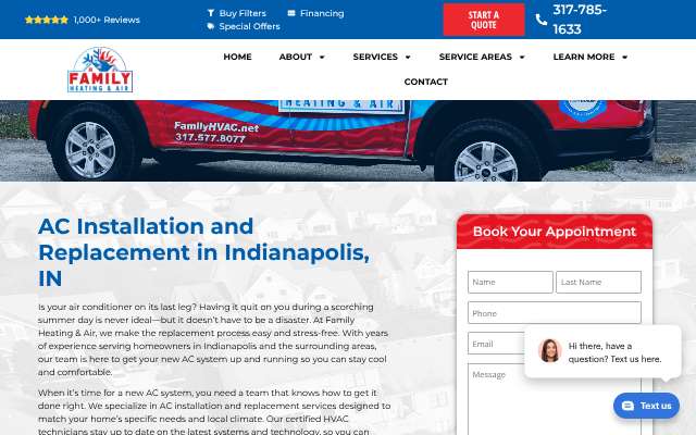 Family Heating & Air Conditioning's page as the assistant saw it