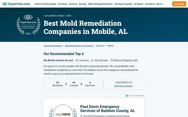 Servpro of Mobile County's page as the assistant saw it
