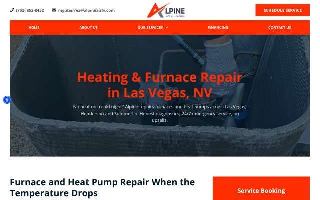 Alpine Air's page as the assistant saw it