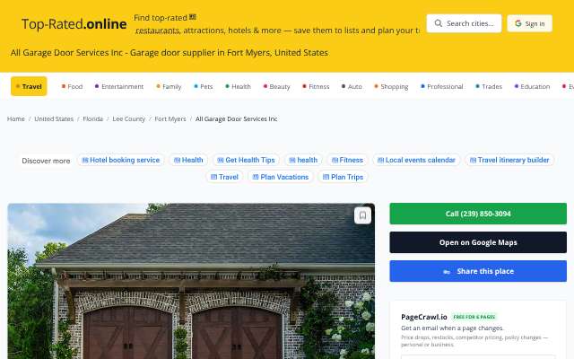 All Garage Door Services Inc's page as the assistant saw it