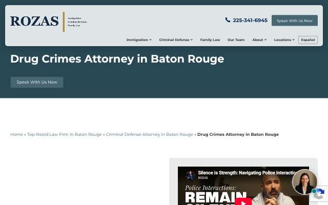 Rozas Law Firm's page as the assistant saw it
