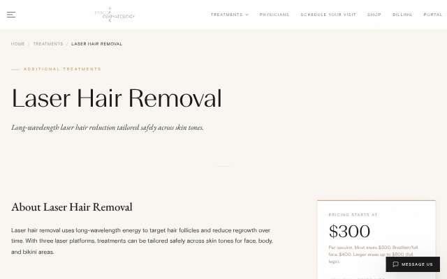 Tribeca Park Dermatology's page as the assistant saw it