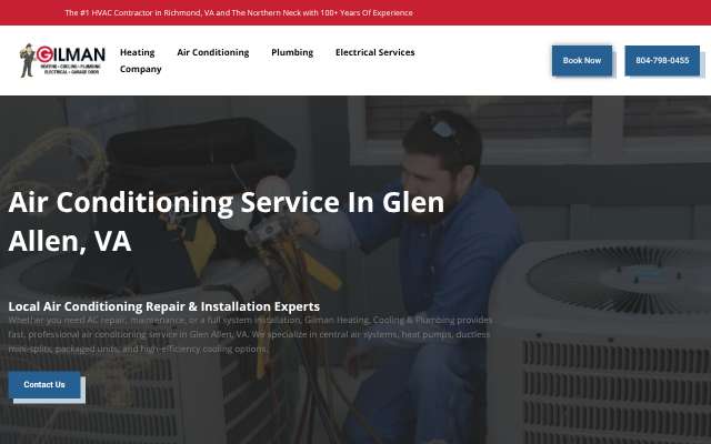 Gilman Heating, Cooling & Plumbing's page as the assistant saw it