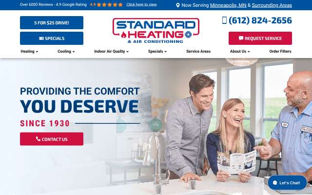 Standard Heating & Air Conditioning's page as the assistant saw it